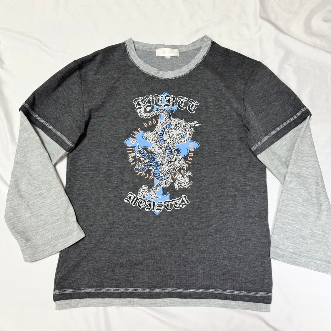 빈티지 락시크 레이어드 고스 펑크 티셔츠 상품이미지1