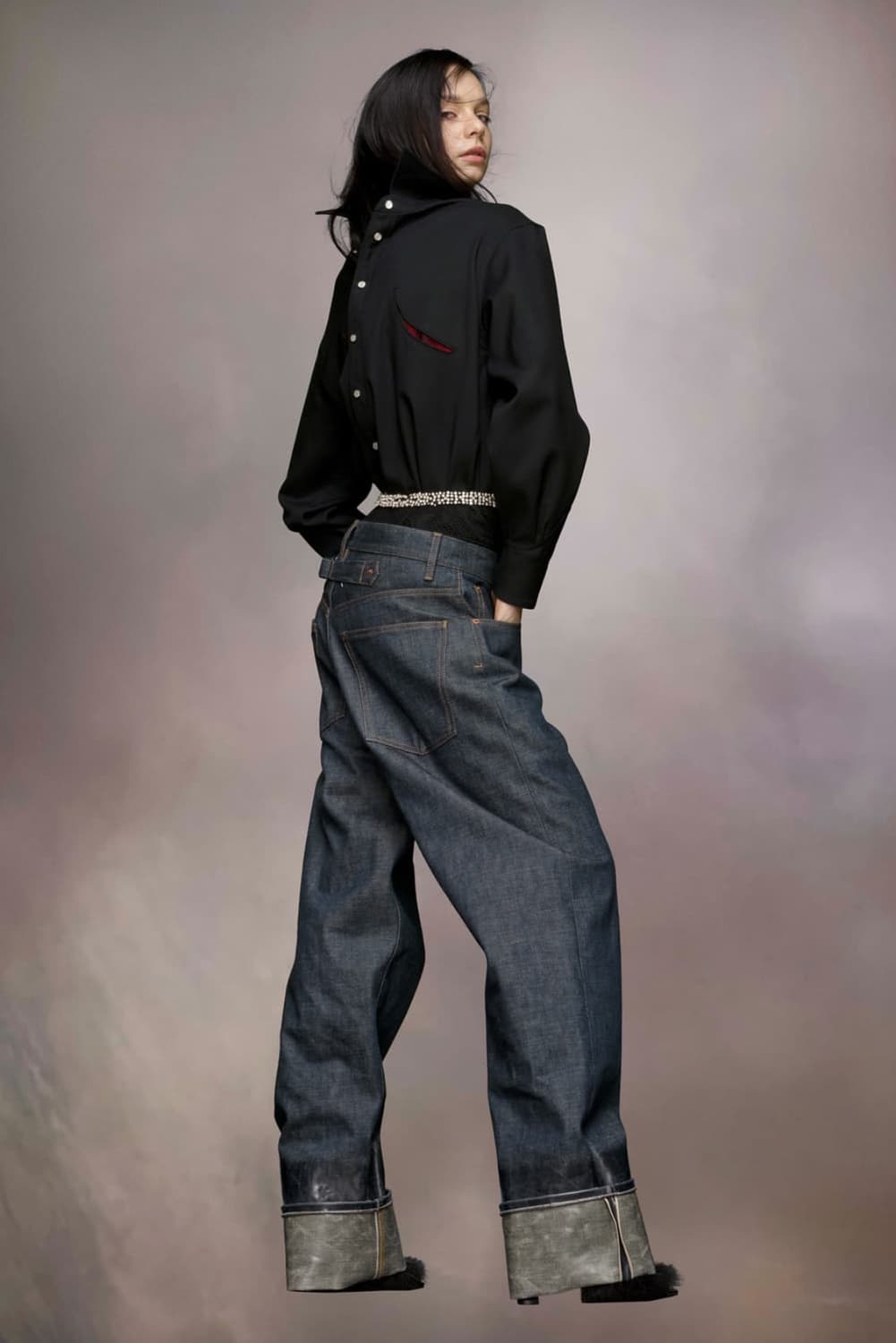 메종 마르지엘라 래커드 진 턴업헴 이펙트 셀비지 데님 인디고블루 상품이미지4