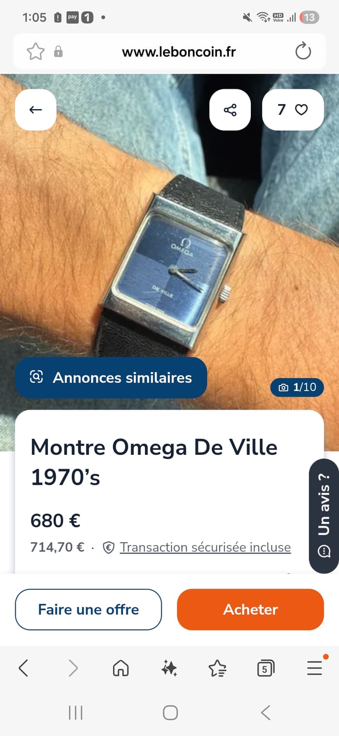 오메가 70s 빈티지 사각시계(기계식 수동시계) 상품이미지1