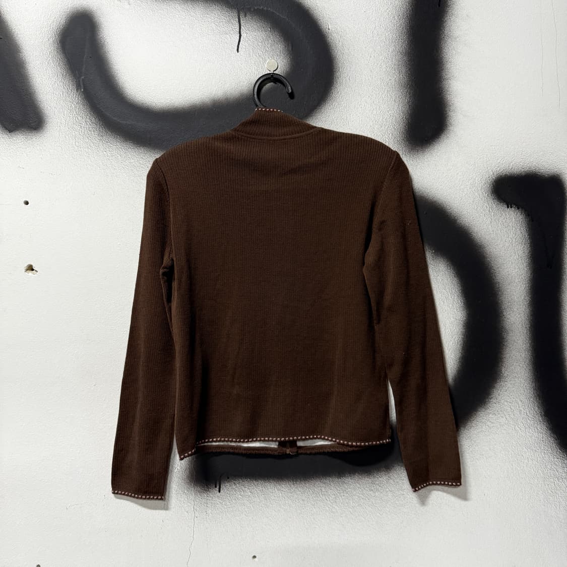 VTG 빈티지 핑크 브라운 레오파드 패턴 크롭 니트 집업 상품이미지2