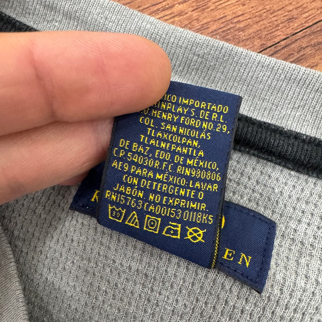 M 폴로 랄프로렌 그레이 라운드 와플 티셔츠  상품이미지5