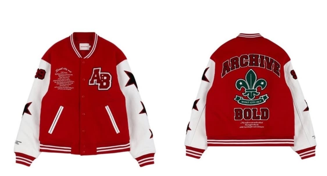 아카이브 볼드 레드 바시티자켓 스타디움 자켓 상품이미지2