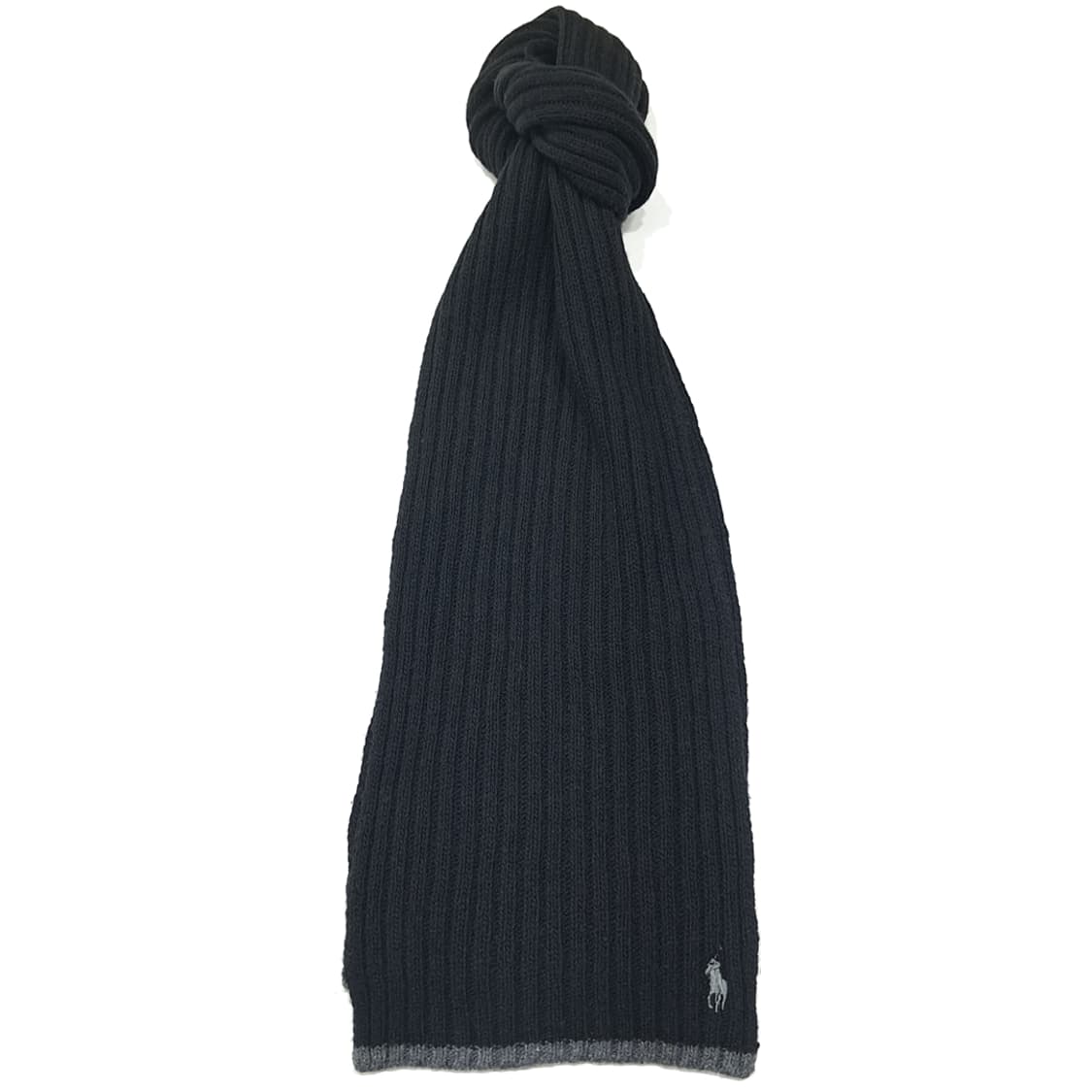 MX395 폴로 랄프 로렌 블랙 & 그레이 투톤 램스울 혼방 리브드 머 상품이미지1