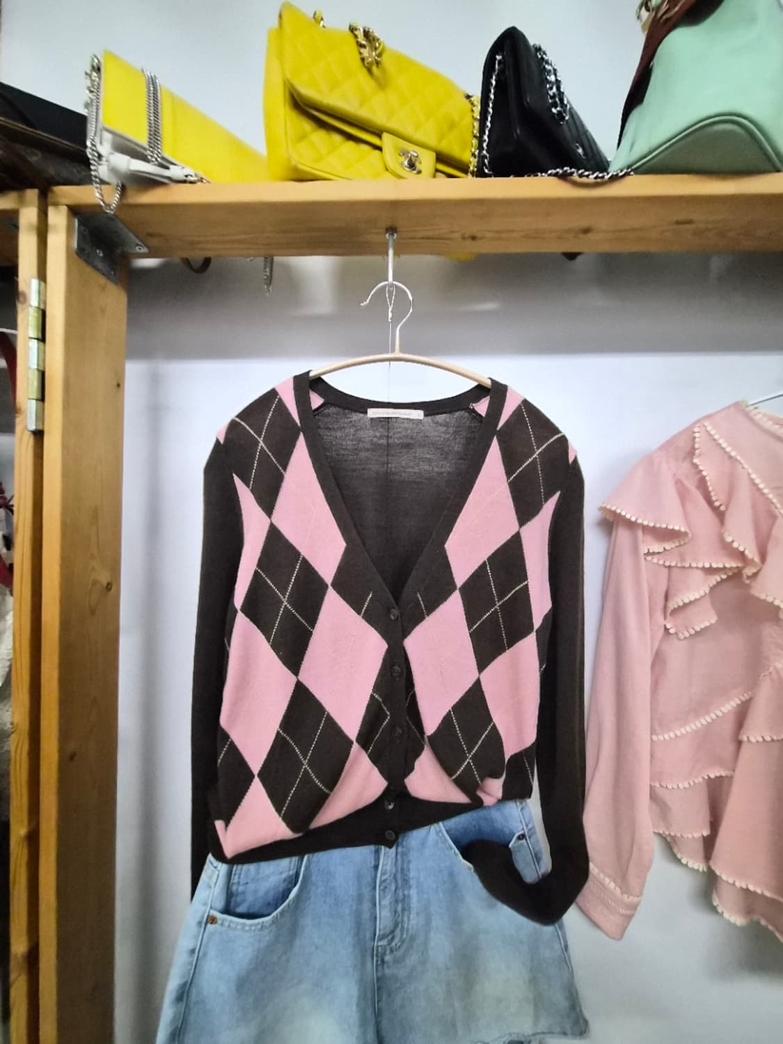 유니클로 얄상울 아가일 가디건 상품이미지2