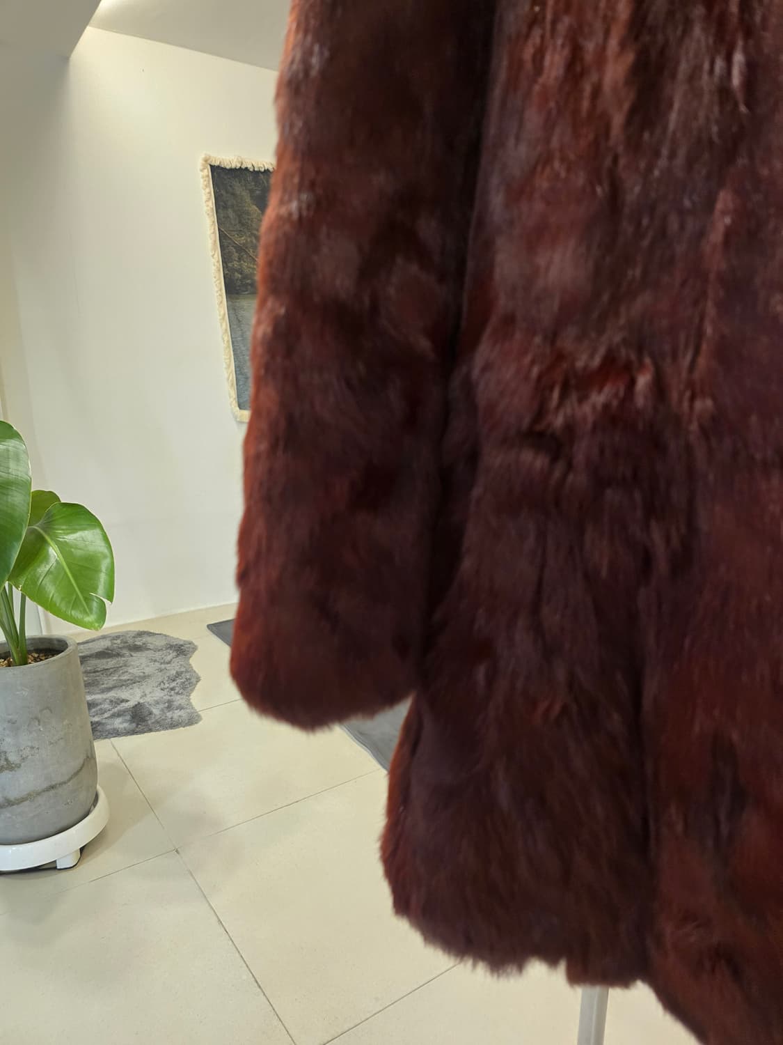 와인컬러 래빗 퓨어코트 상품이미지3