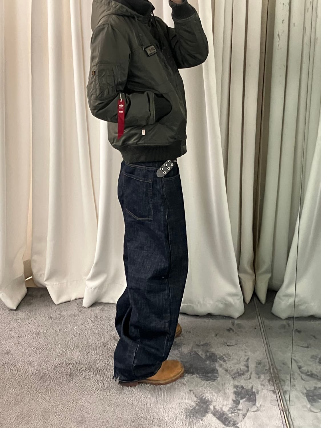 알파인더스트리 카키 후드 ma-1 항공점퍼 XL 상품이미지8