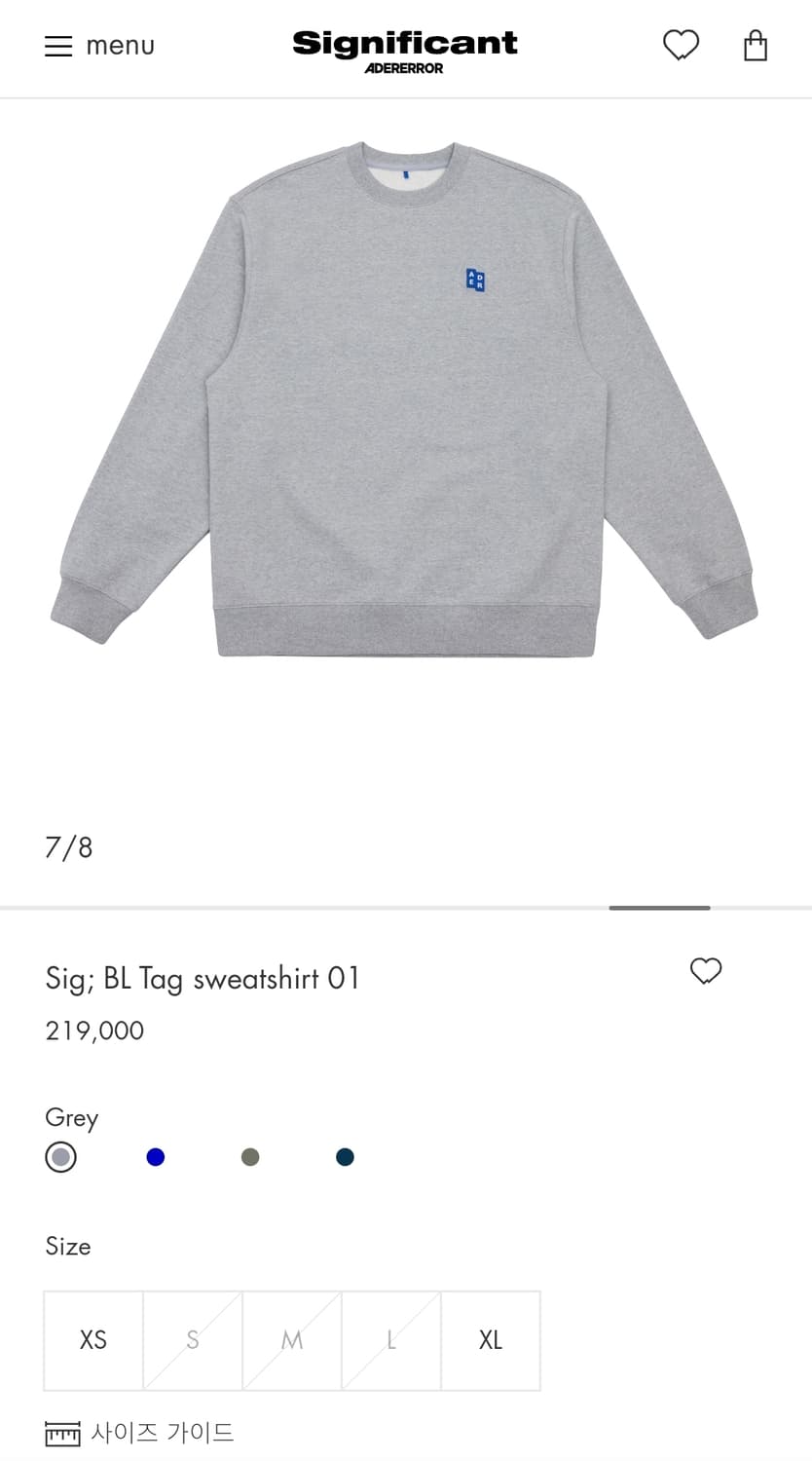 아더에러 시그니피컨트 스웻 셔츠 그레이 L 상품이미지1
