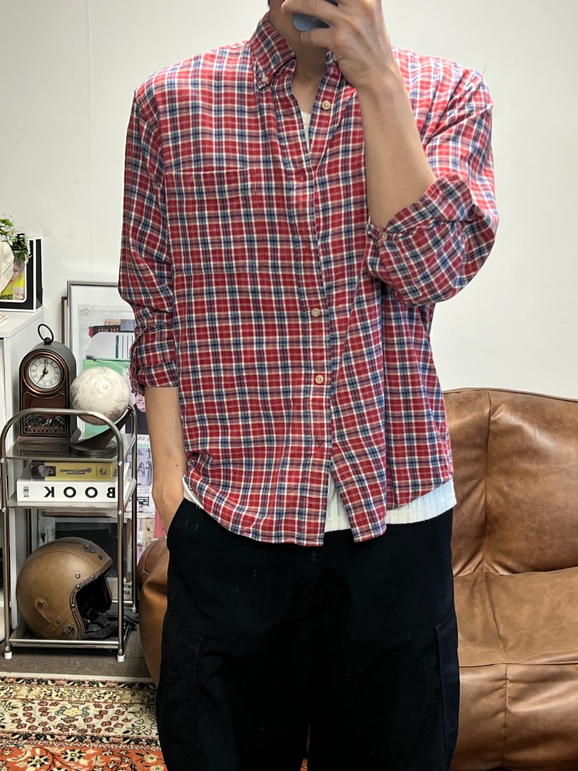 [L] 유니클로 빈티지 레드 체크 셔츠 상품이미지3