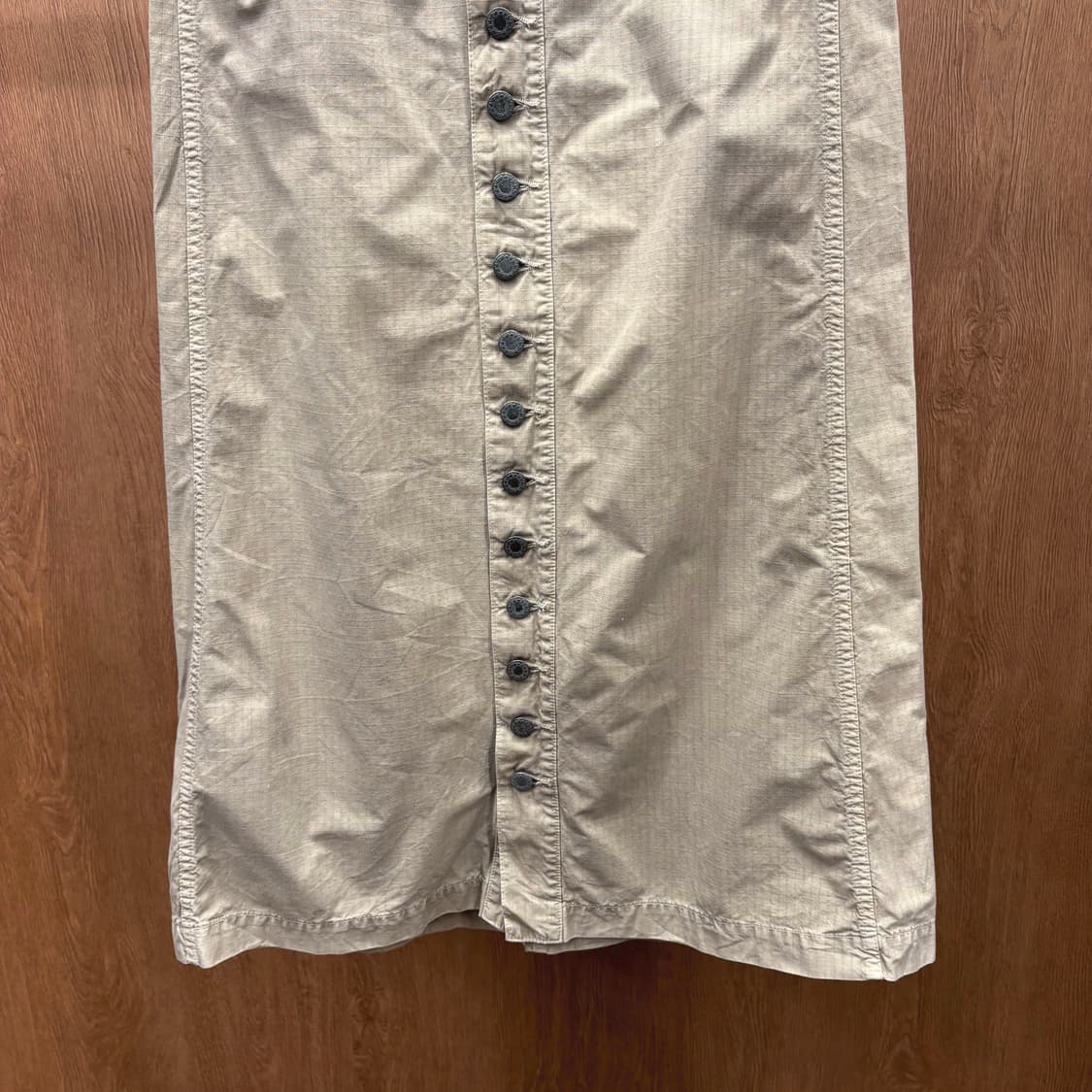 캐피탈 A라인 코튼 블렌드 롱 스커트 빈티지 프론트 버튼 디테일 베이지 상품이미지5