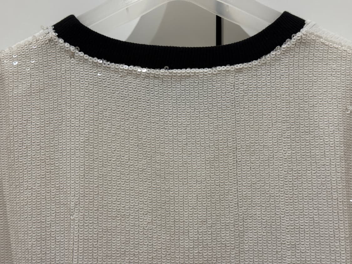 MSGM 화이트 스팽글 로고 반팔 티셔츠 38 상품이미지4