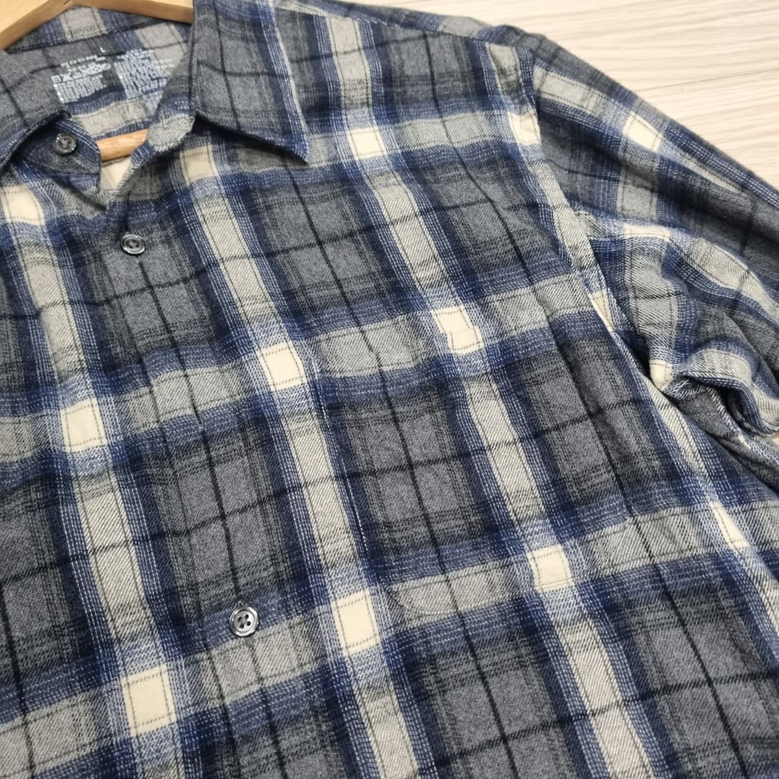 MUJI 무인양품 플란넬 체크셔츠 블루 L사이즈 상품이미지5