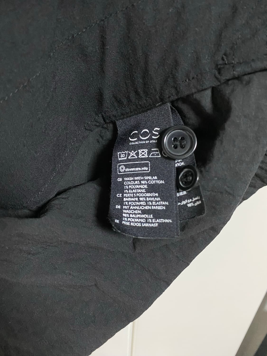 [L] cos 코스 시어서커 하프 셔츠 반팔 셔츠 블랙 상품이미지6