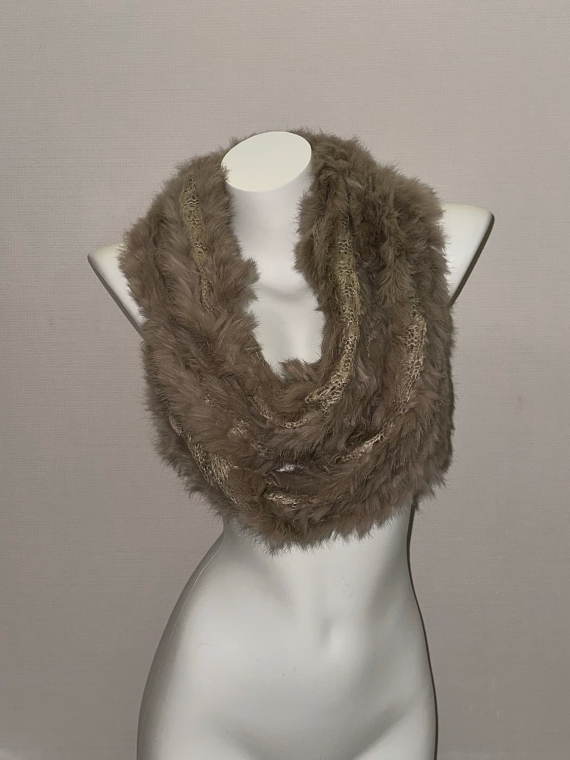 빈티지 베이지 퍼 니트 머플러  상품이미지2