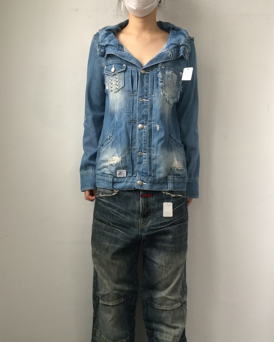 Damage stud point hood jacket 상품이미지7