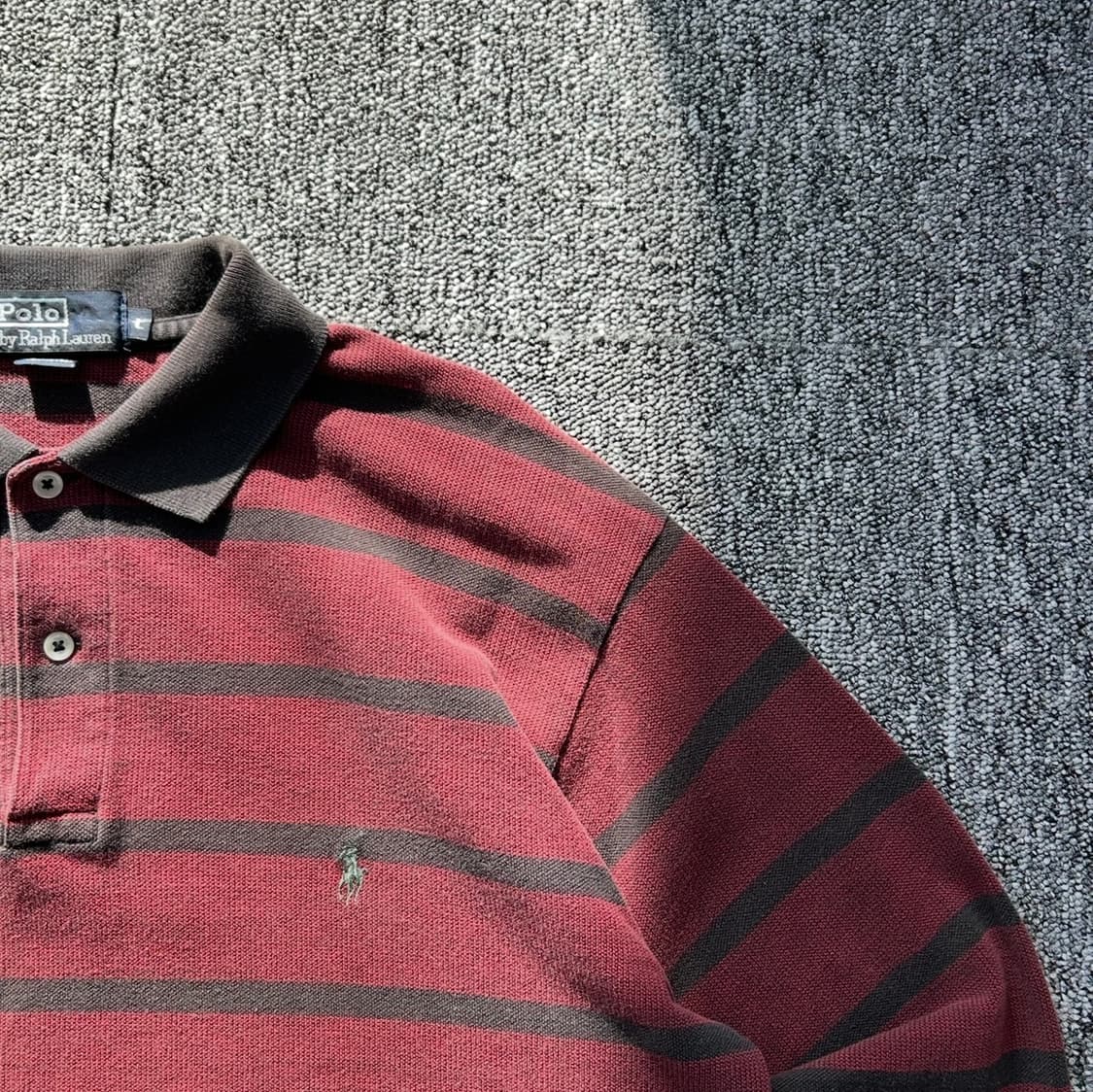 폴로 랄프로렌 버건디 스트라이프 럭비티 상품이미지2