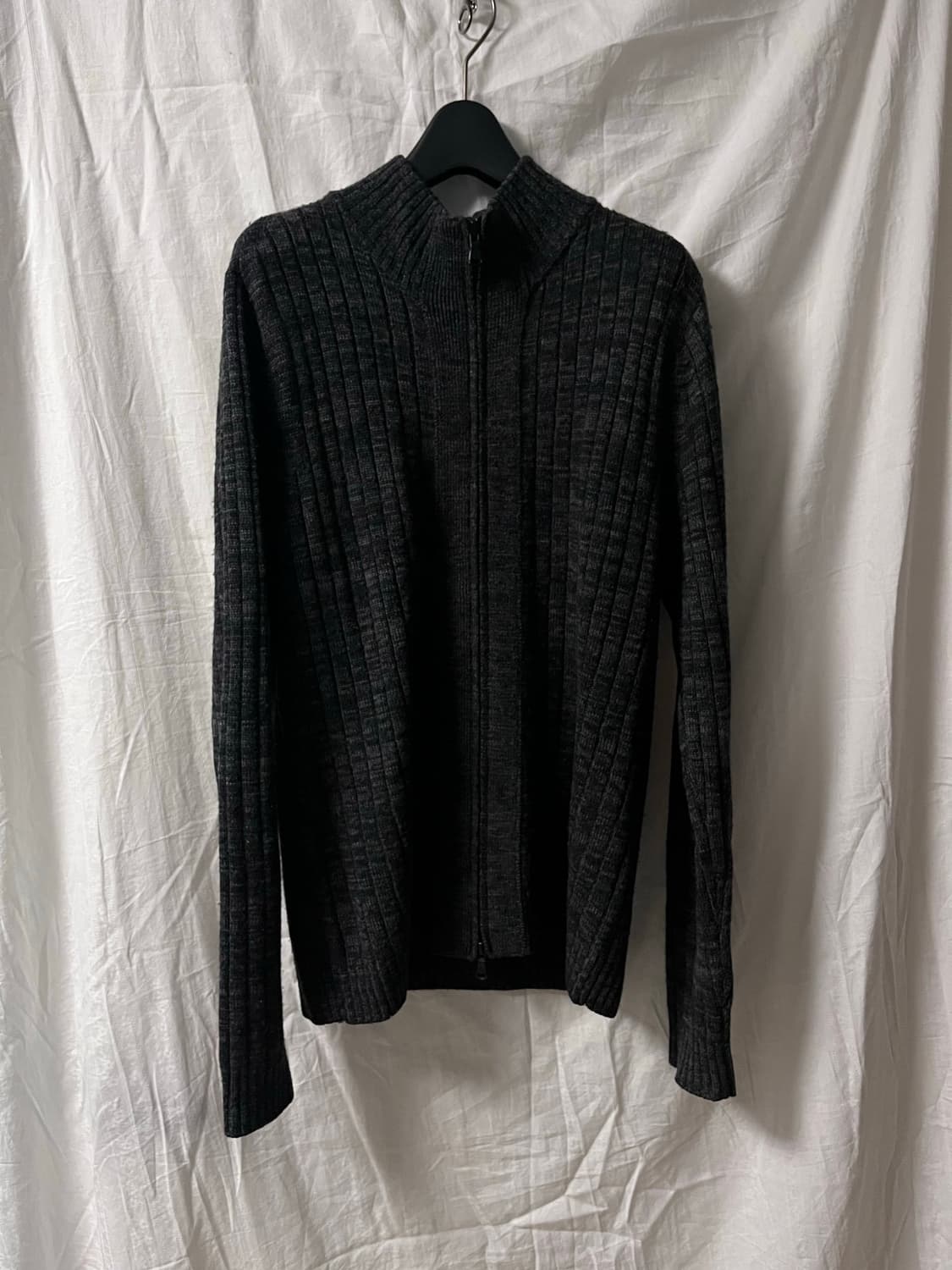 Charcoal Rib Vintage Knit Zip-Up 상품이미지1