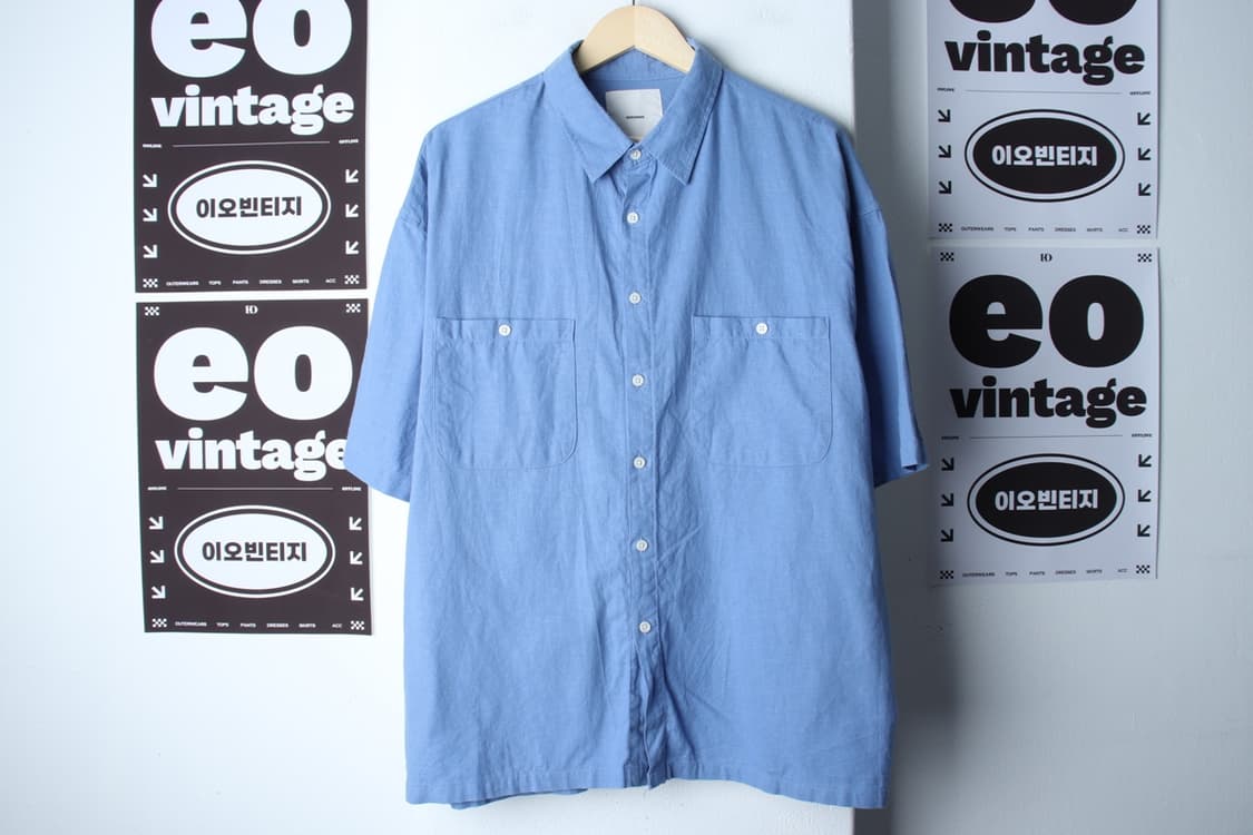 (L-2XL) 제로 반팔 카라 티셔츠 셔츠 남방 연블루-H3H33706 상품이미지2