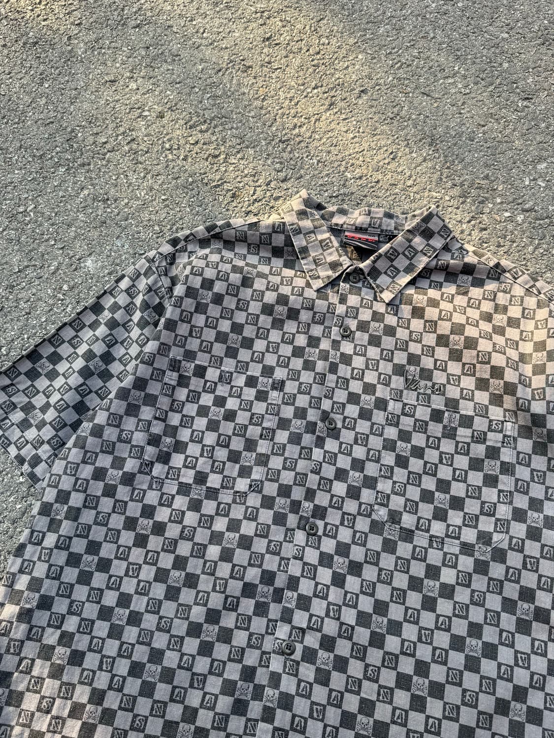 반스 스컬 체커보드 반팔 셔츠  상품이미지2