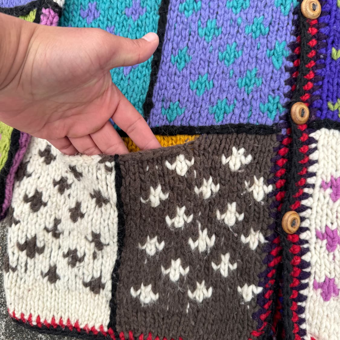 [L~XL] 빈티지 핸드메이드 헤비울 니트 자켓 상품이미지7