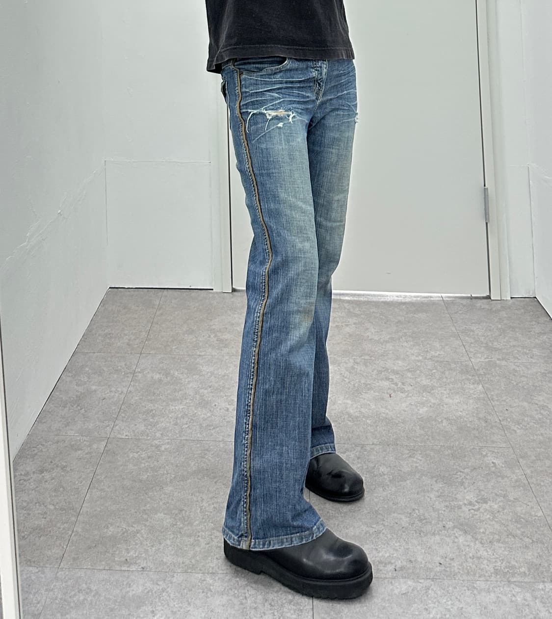 Vintage side line flare cut denim pants 상품이미지1