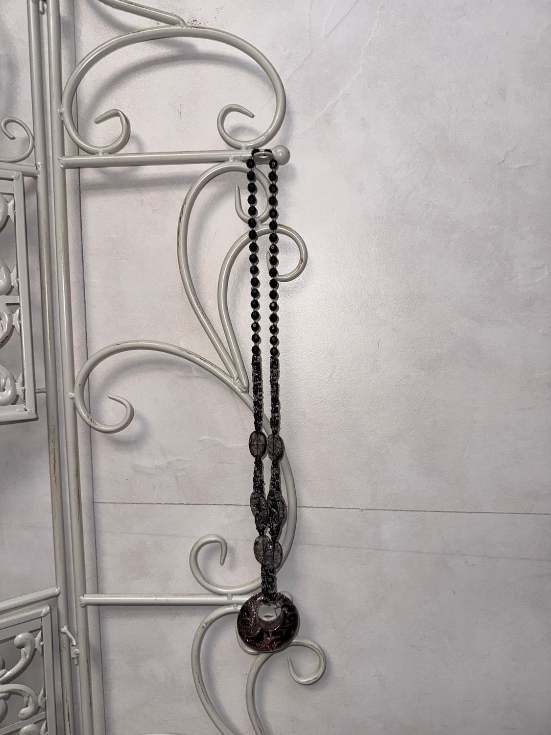 Red oriental marble beads necklace  상품이미지3