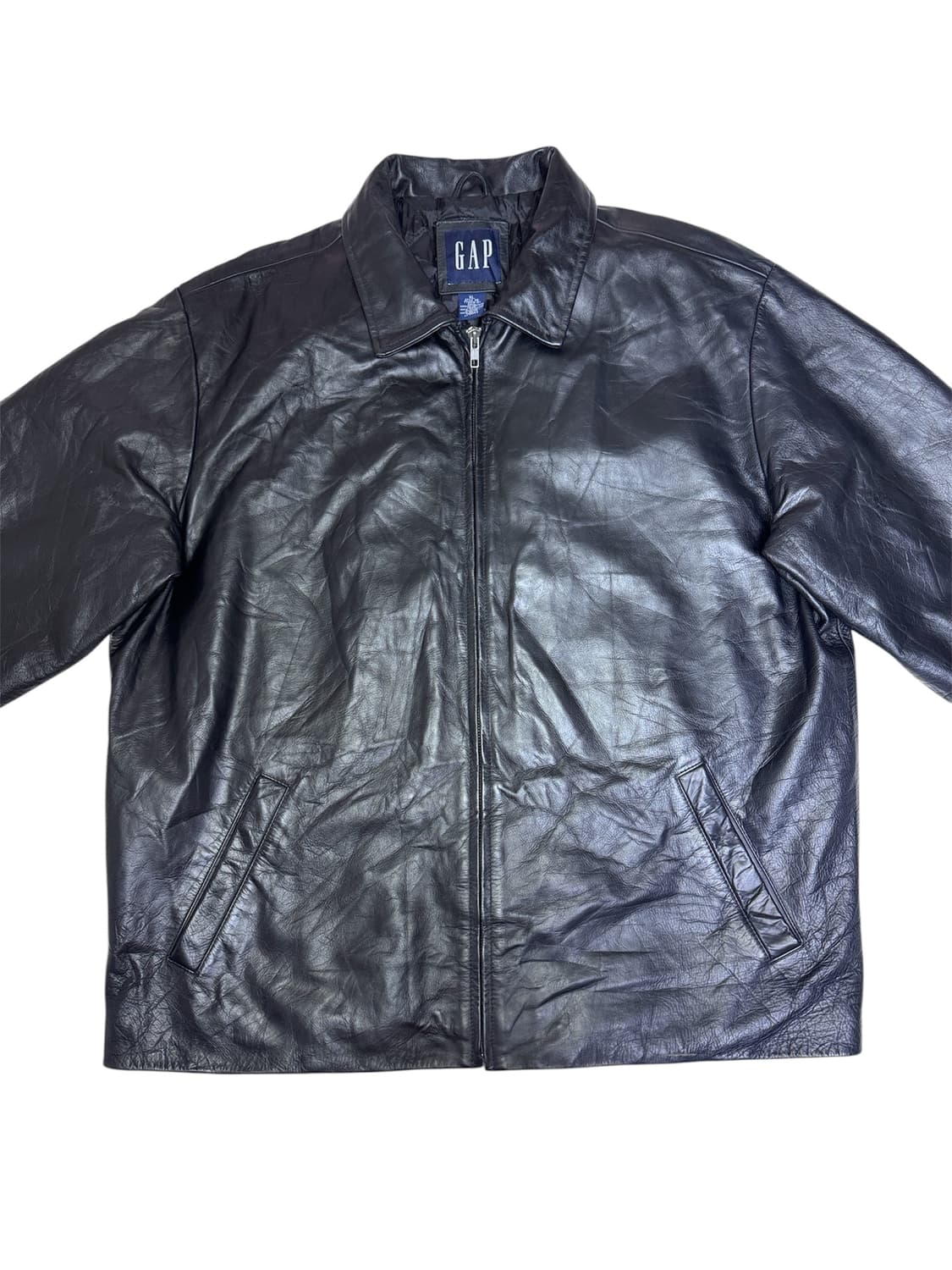 빈티지 90s 갭 GAP 올드갭 집업 레더 자켓 블랙 XL 상품이미지2