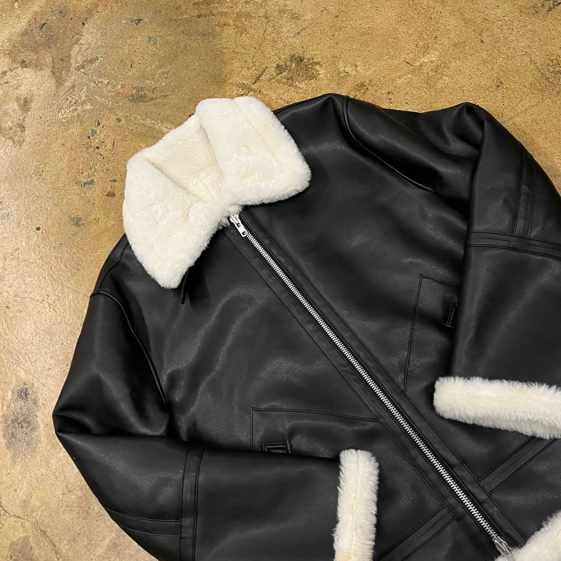 [정품/XL] 도프제이슨 블랙 가죽 무스탕 자켓 b18 상품이미지1