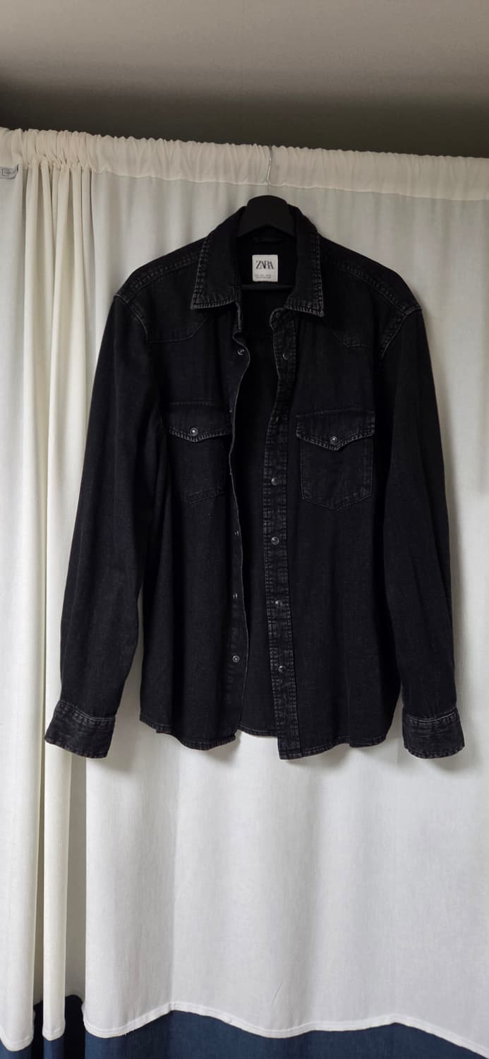 자라 zara 데님 웨스턴 셔츠 L 흑청 상품이미지1