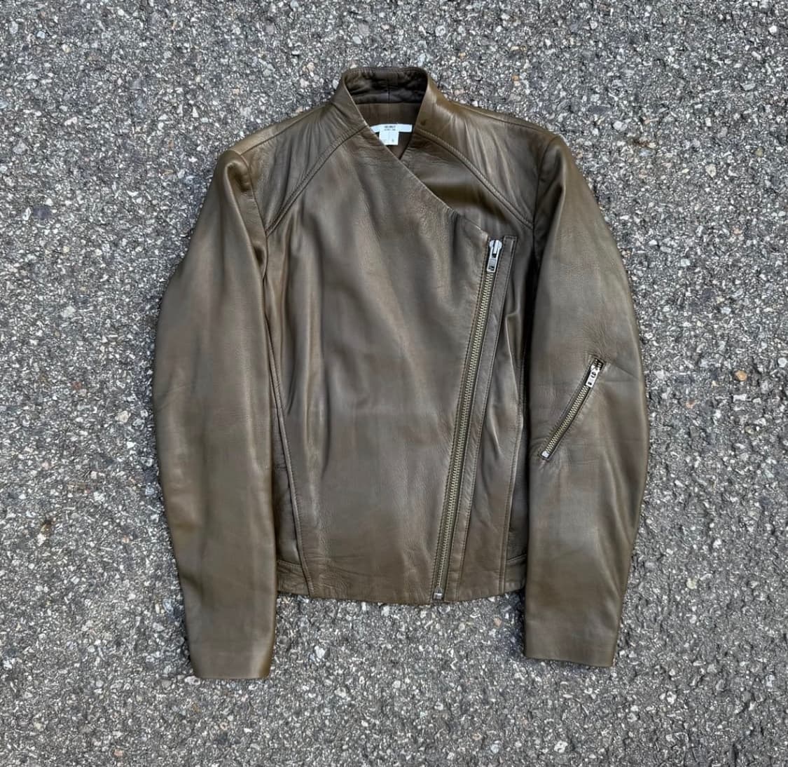 헬무트랭 사선 집업 램스킨 레더 자켓 상품이미지1