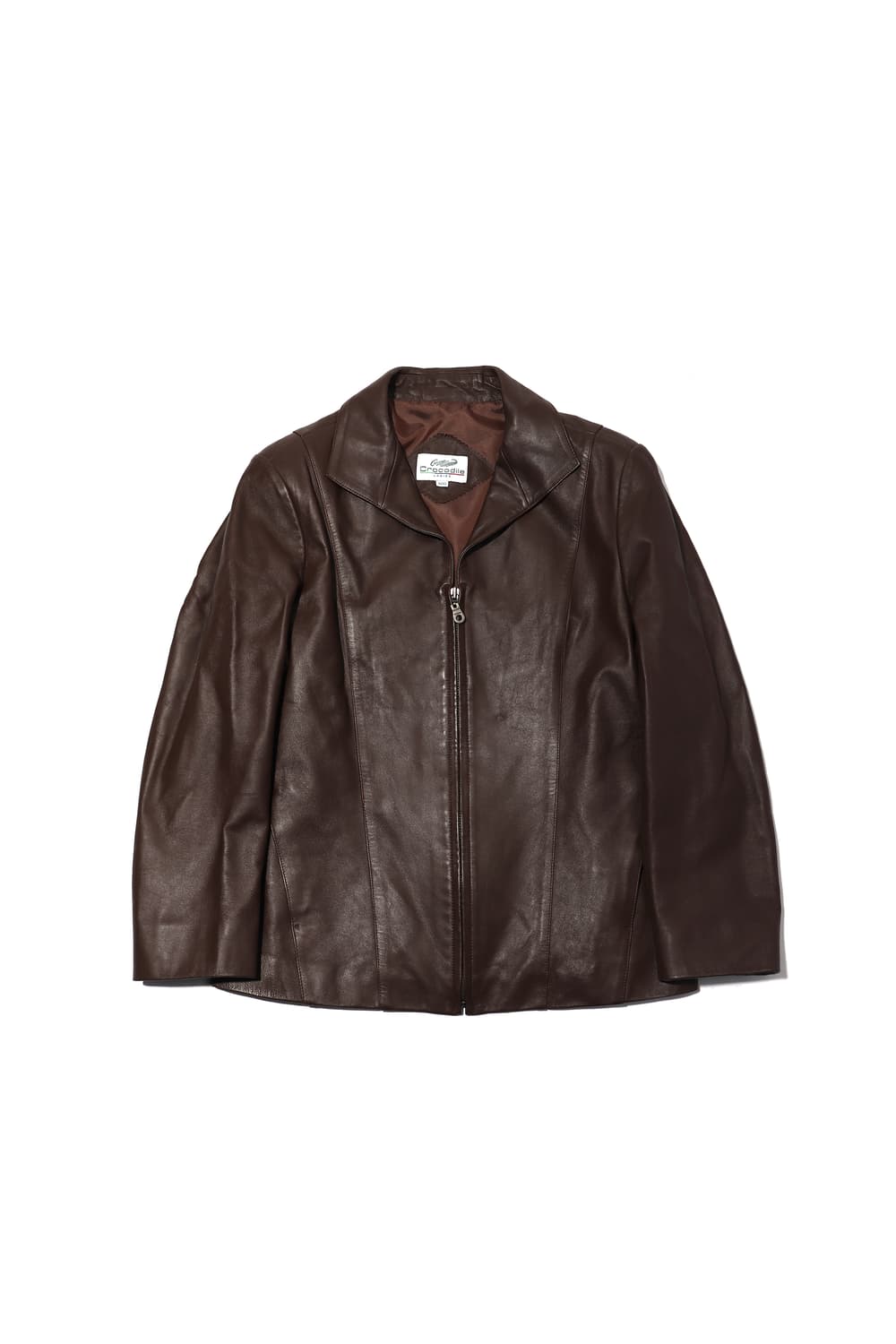 CROCODILE 램스킨 집업 9부 가죽 재킷 women Free 상품이미지1