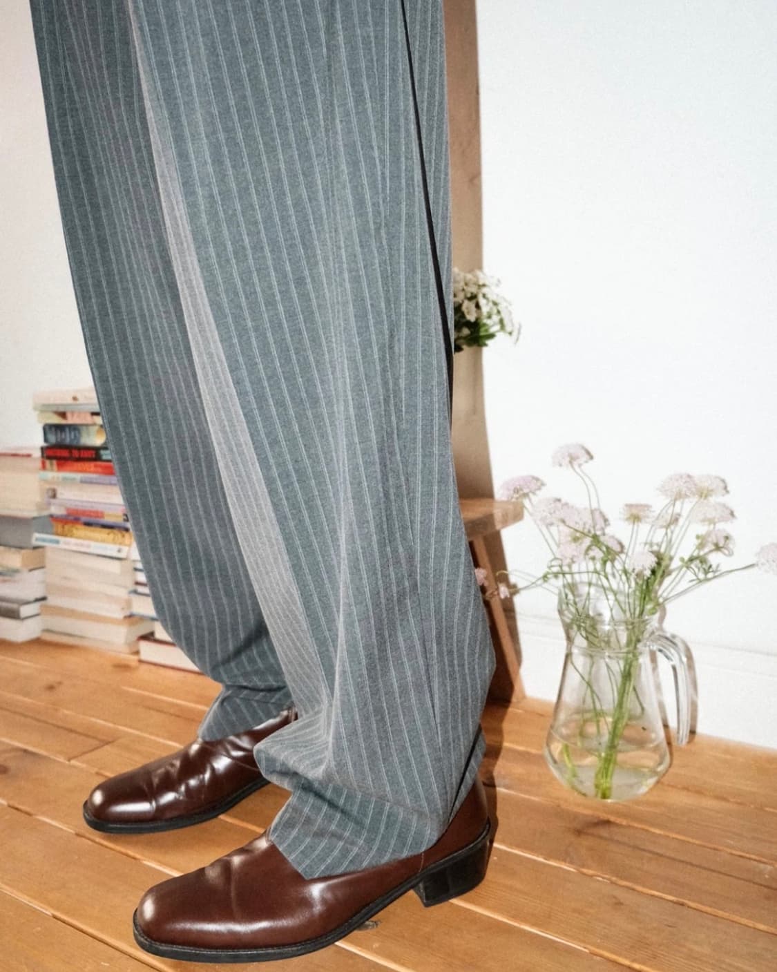 새상품) Leekie 메이드 스트라이프 슬랙스 S 기모 추가 상품이미지2