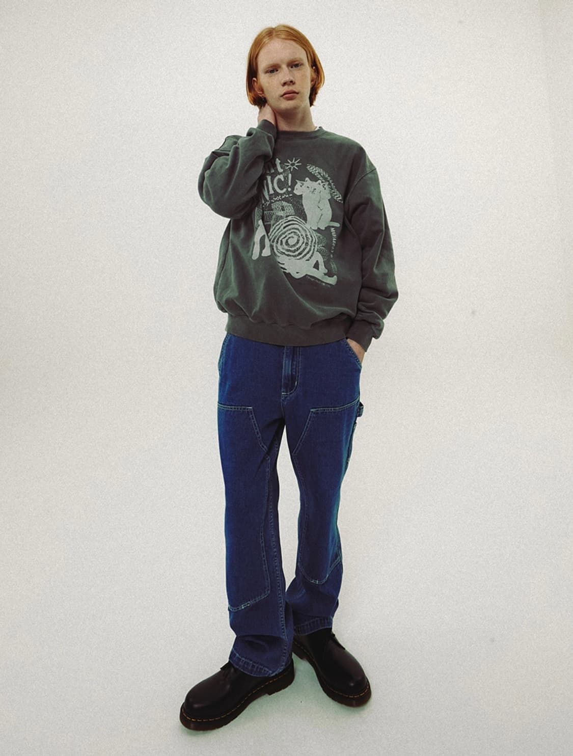 마하그리드 더블니 데님 팬츠 (L / 새상품) 상품이미지6