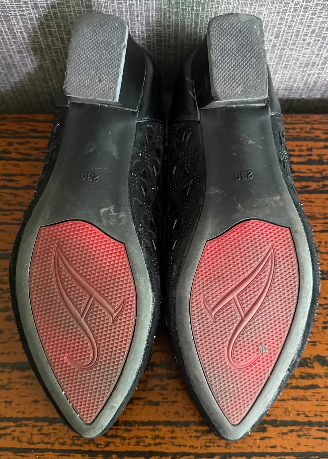 블랙 큐빅 장식 꽃무늬 포인티드 펌프스 구두 230 굽높이 4.5cm 상품이미지8