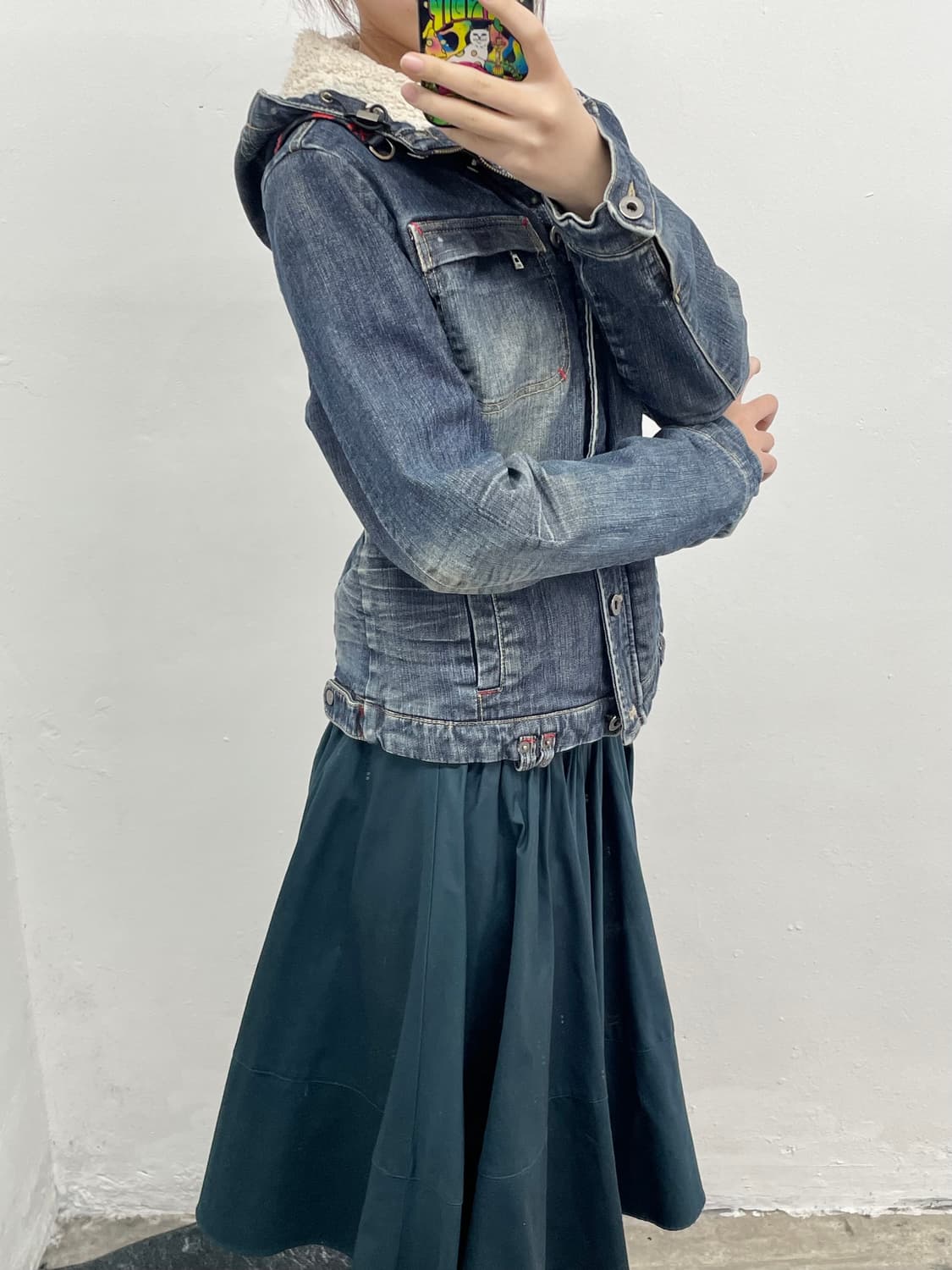 블루 셔링 플레어 스커트 상품이미지5