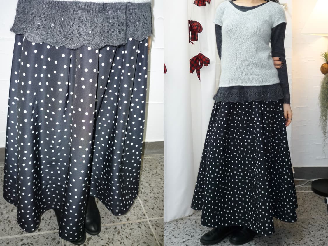 Dot black long flare skirt 상품이미지1