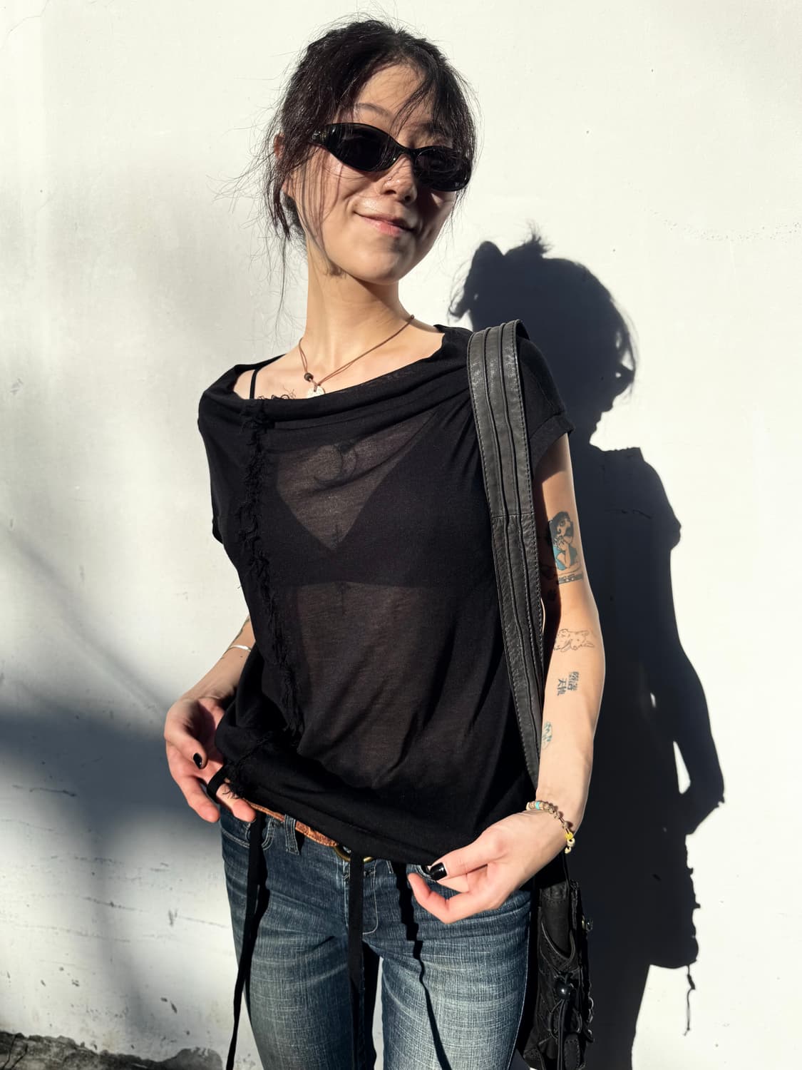 yohji yamamoto + noir rayon sheer top 상품이미지1
