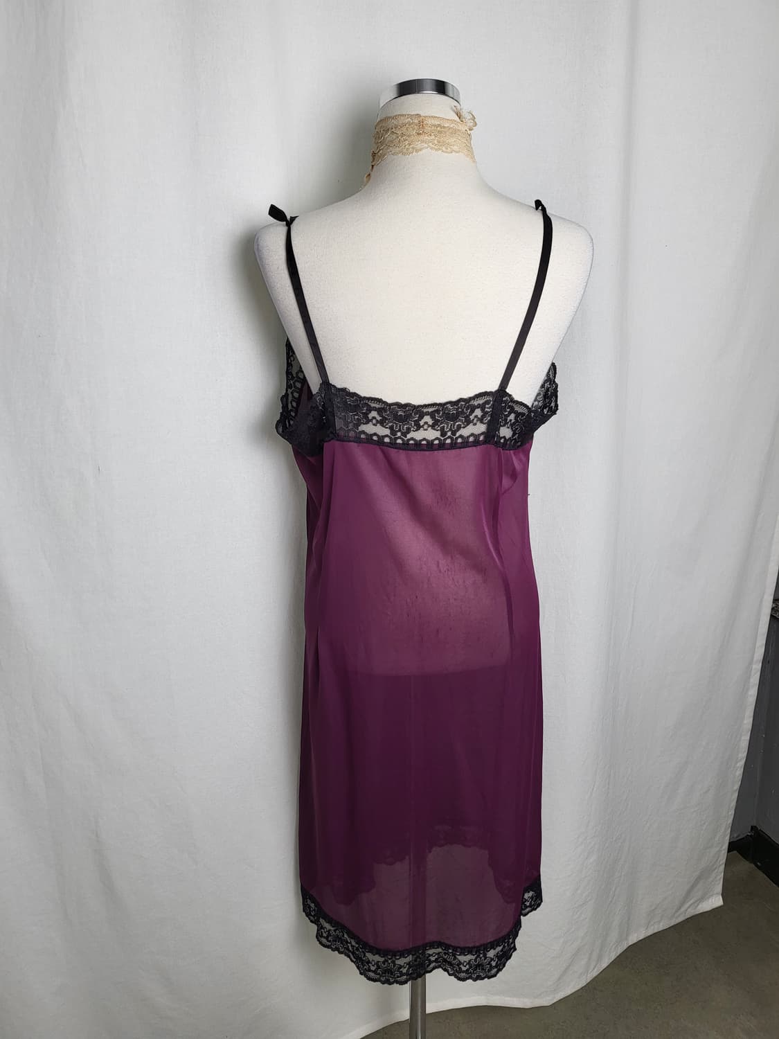 빈티지 딥 퍼플 레이스 슬립 드레스 상품이미지3