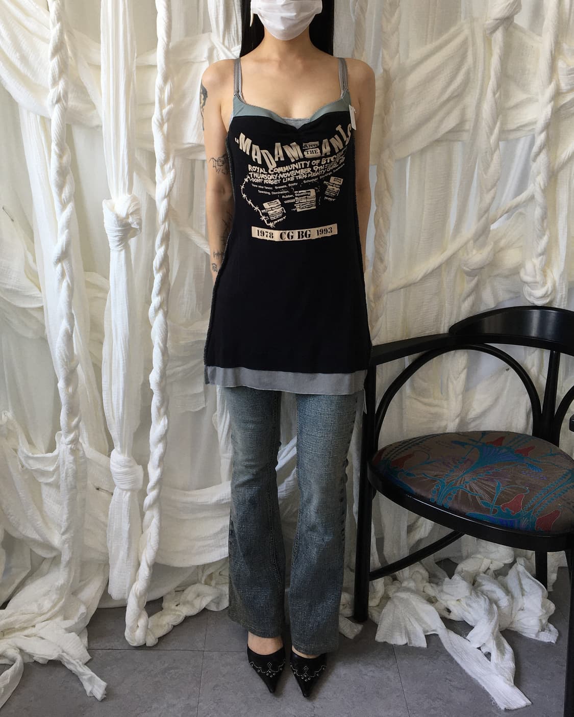 Layered point printing sleeveelss 상품이미지8