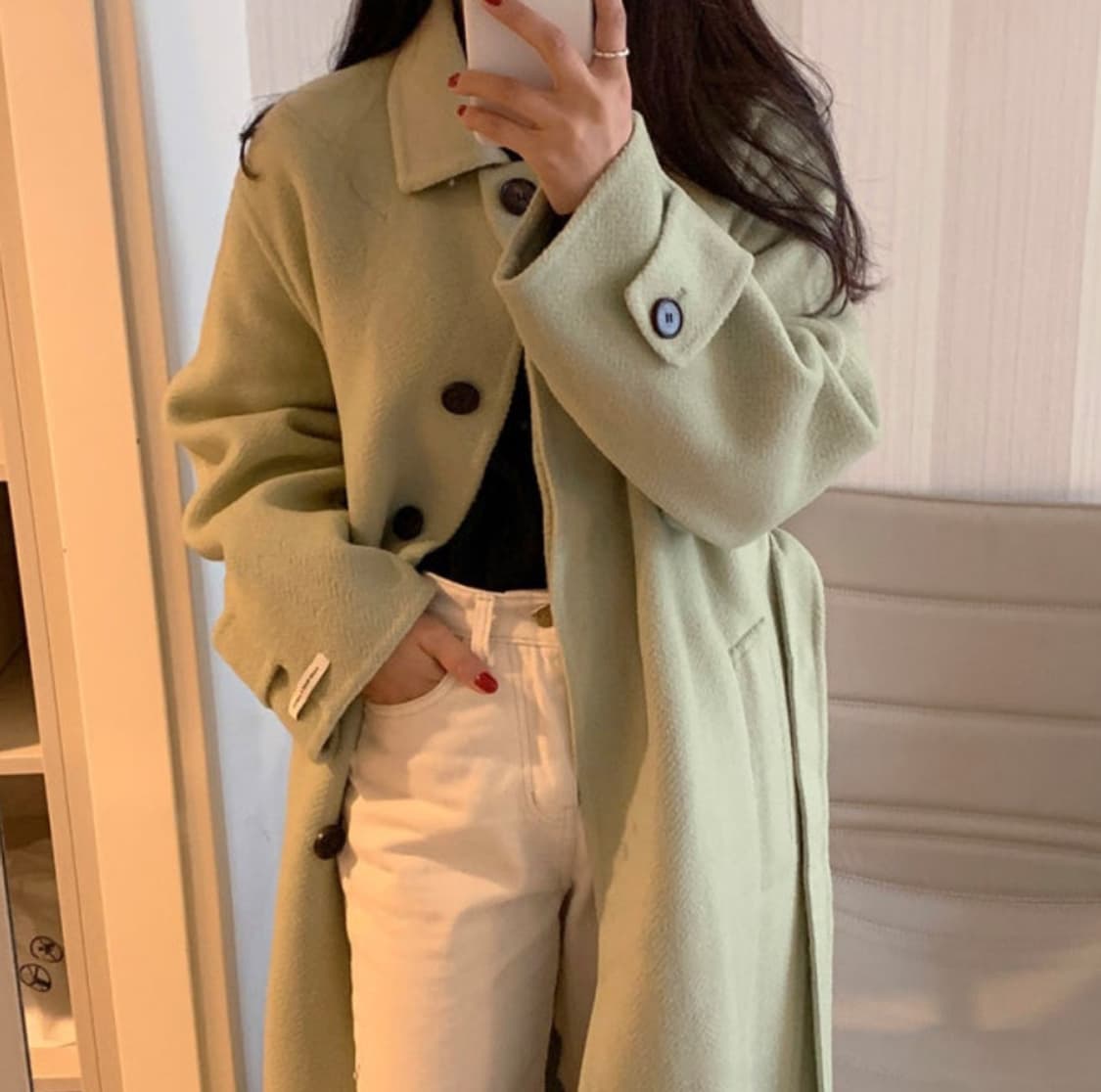 원로그 메론 핸드메이드 롱 코트 상품이미지3