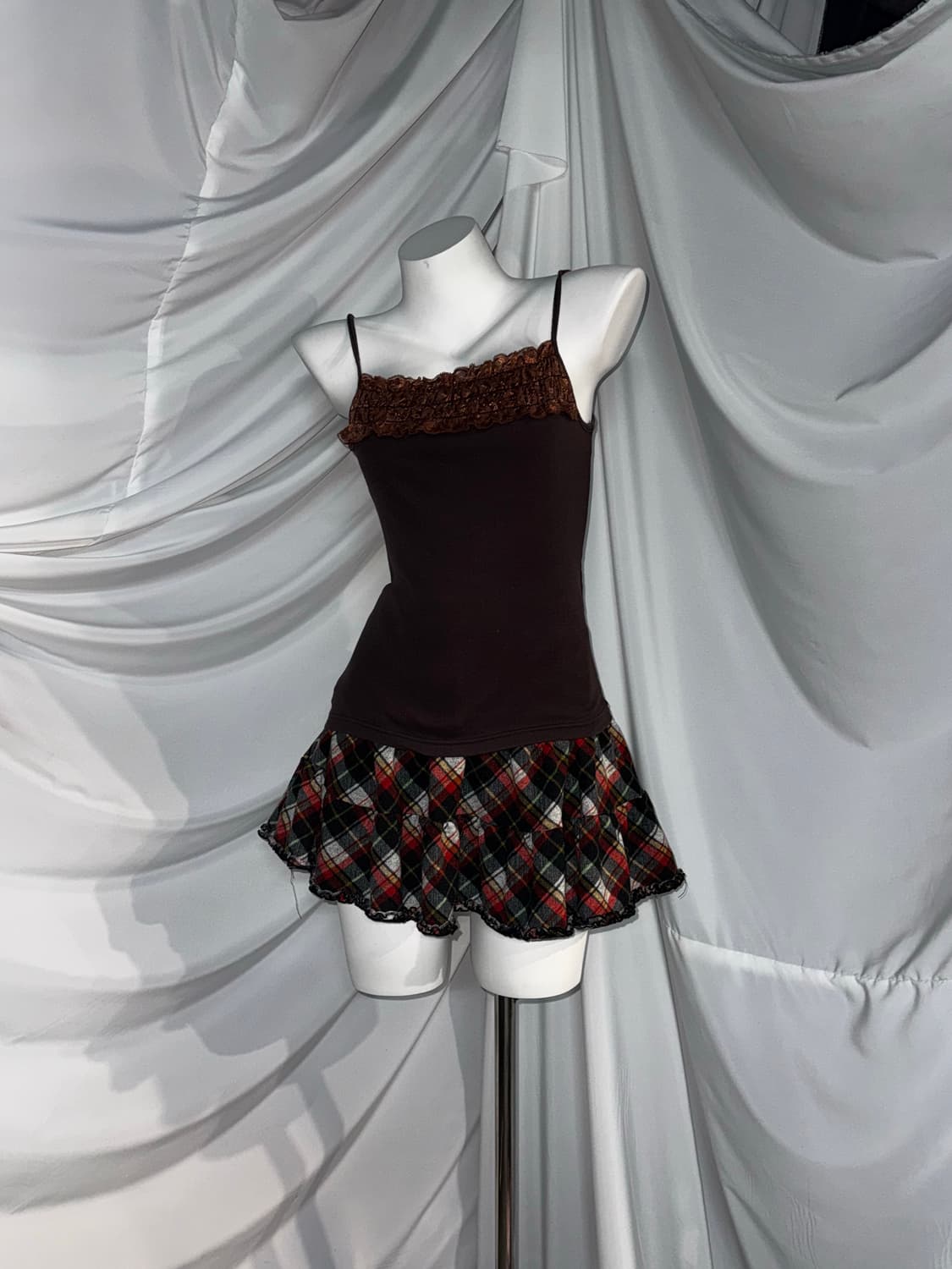 캐캐체 아무사복깔 무채색 레드체크 코디세트 상품이미지3