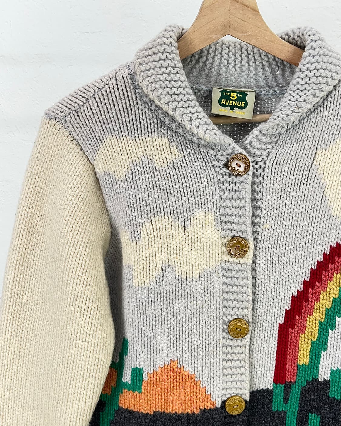 70s 아메리카 빈티지 노르딕 울 레인 스카이딩 니트 가디건 상품이미지2
