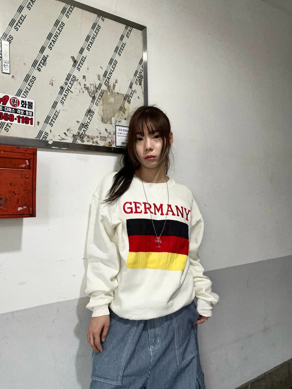 90s RUSELL 독일 젤마니 아이보리 맨투맨 상품이미지3