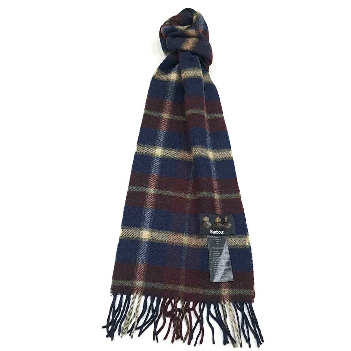 MX368 바버 버건디 & 네이비 클래식 타탄 100% 울 머플러 상품이미지1