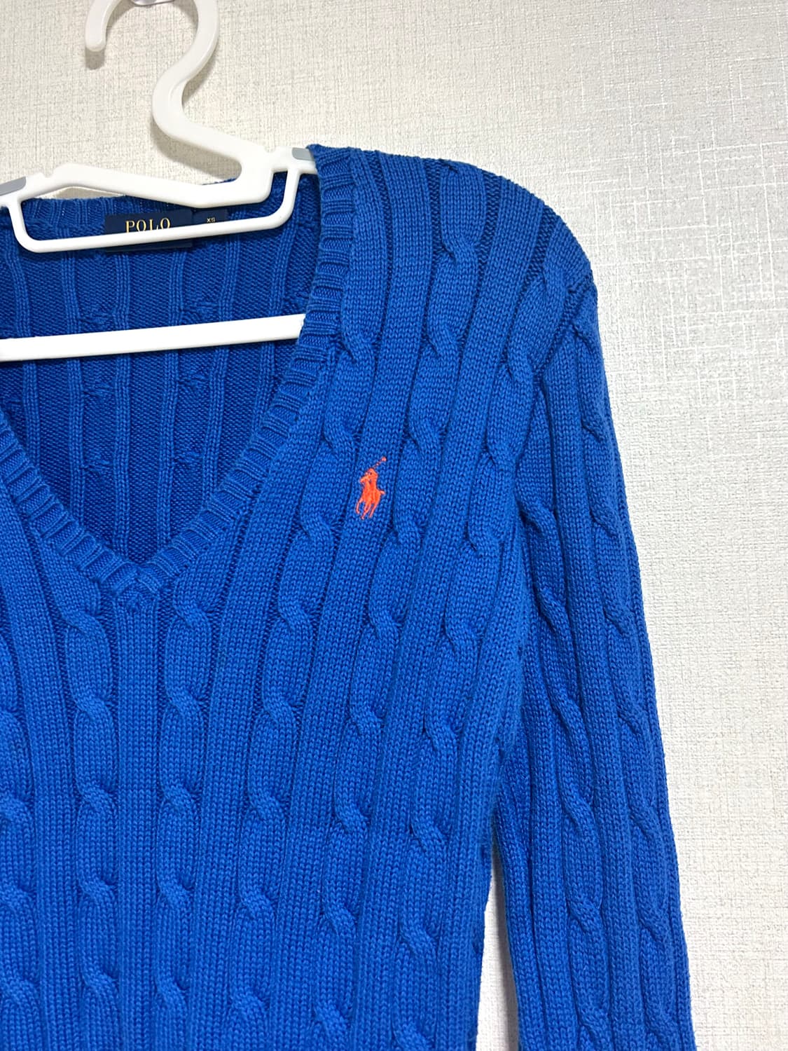 폴로 랄프로렌 신형 브이넥 꽈배기 니트 코발트 블루 XS 상품이미지4