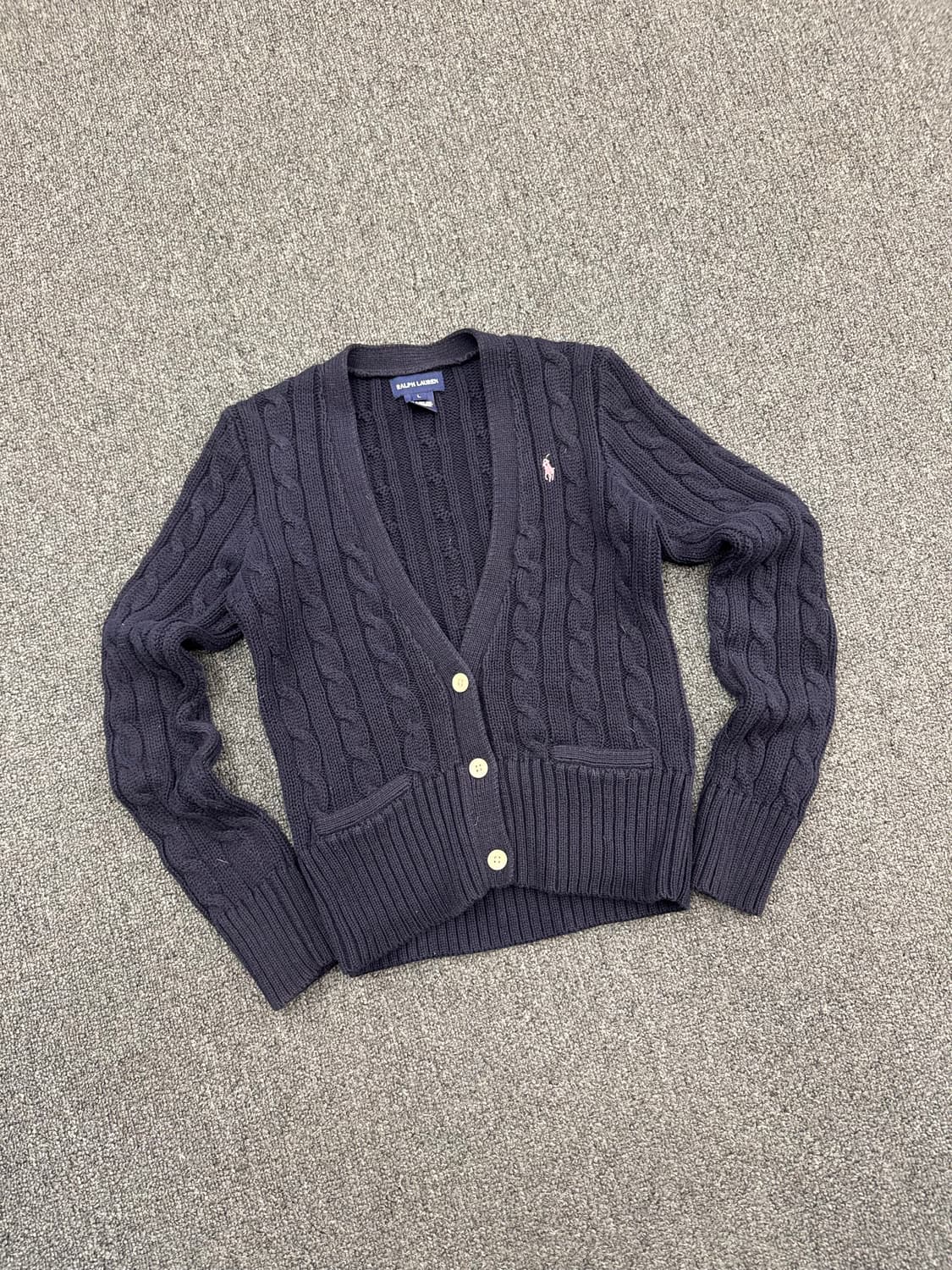 L)랄프로렌 빈티지 네이비 케이블 여성 니트가디건 상품이미지1