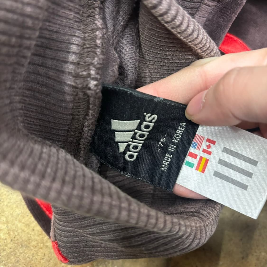 [정품/75] 아디다스 벨벳 초코 레드 트랙팬츠 츄리닝 츄바  상품이미지5