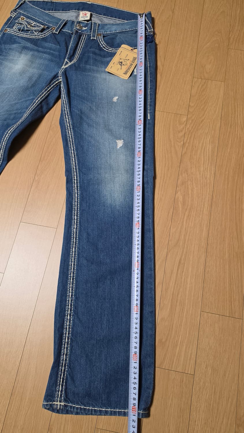 트루릴리젼 화이트 스티치 스트레이트 워싱 데님진 34 상품이미지8