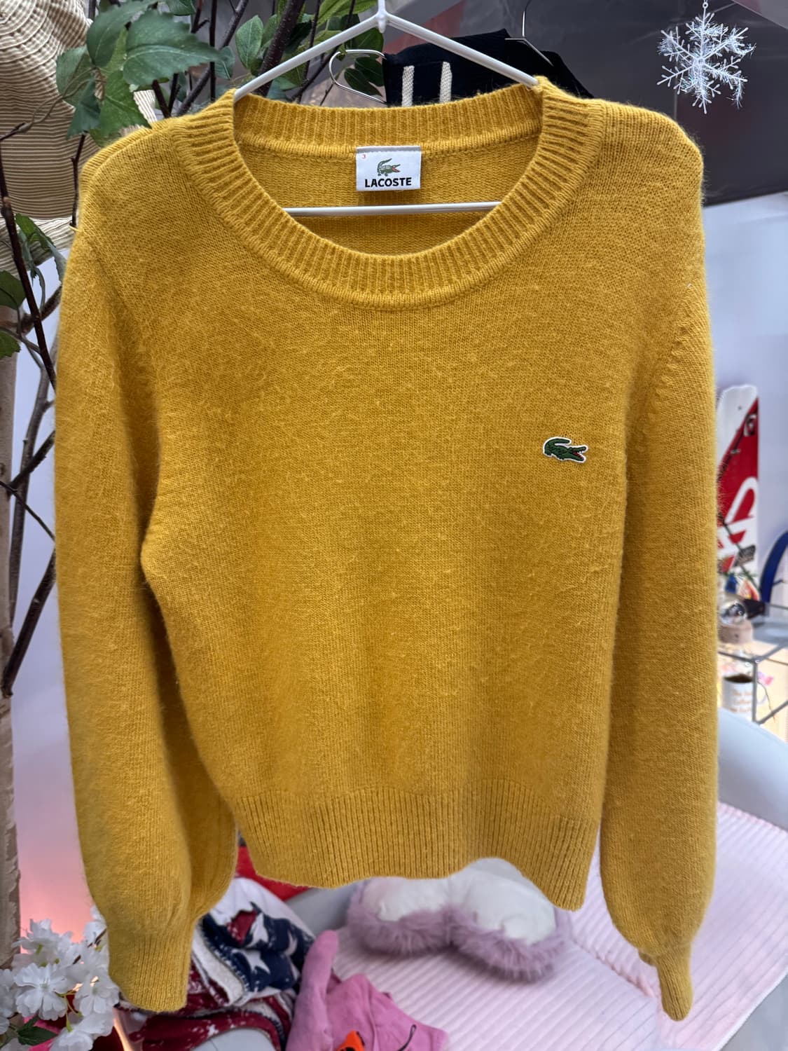 🧥 Lacoste 라코스테 헤어리 니트 스웨터 (머스타드 옐로우) 상품이미지3