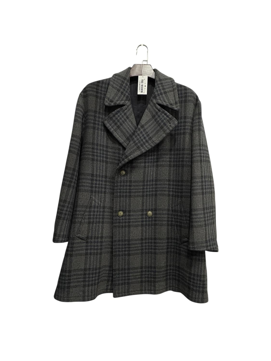 90's 조르지오 알마니 더블블레스티드 체크 코트 상품이미지1