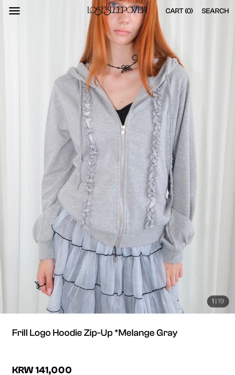 losesleepover 루즈슬립오버 프릴 후드 집업 상품이미지1